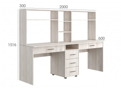 Двойно бюро с надстройка KC-02 (нати)